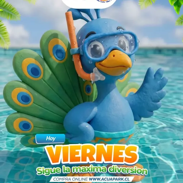 ¡Es Viernes y Nuestro Kevin lo sabe🦚💦 llegó con actitud de piscina, sol y cero estrés en Acuapark El…